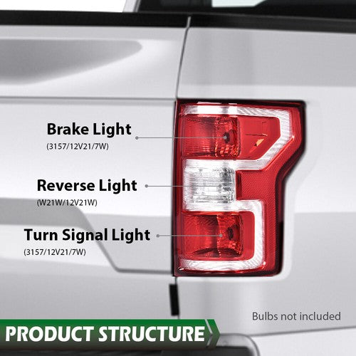 Solid Spare Fit For 2018-2020 Ford F-150 Pickup Rear Tail Lights Brake Lamps w/o Bulbs