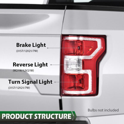 Solid Spare Fit For 2018-2020 Ford F-150 Pickup Rear Tail Lights Brake Lamps w/o Bulbs