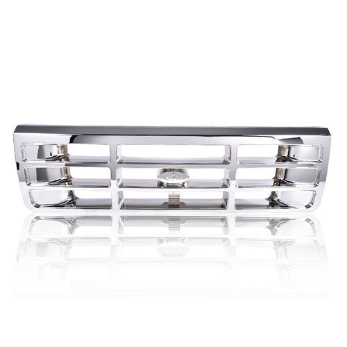Solid Spare Fit For 1992-1996 Ford F150 F250 F350 Bronco Front Bumper Grille Grill Chrome