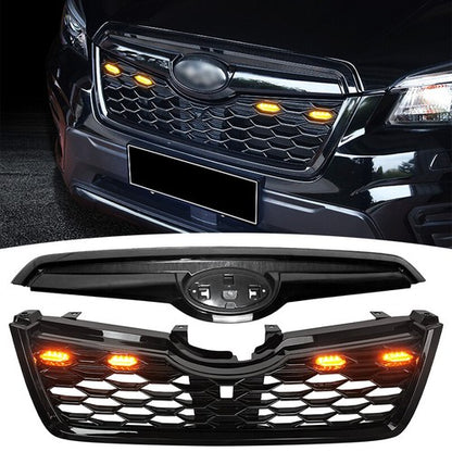 For 2019 2020 2021 Subaru Forester Front Bumper Black Honeycomb Grille w/Light