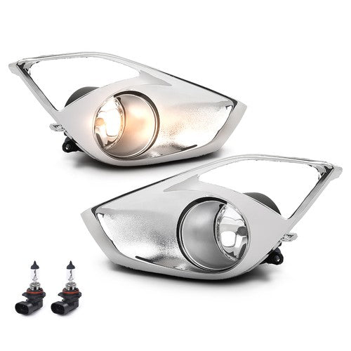 Solid Spare Fit For 2013 2014 2015 Toyota Avalon Fog Light Lamps w/ Chrome Bezels + Bulbs