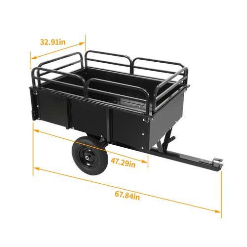 Solid Spare For UTV ATV Heavy Duty Dump Cart Garden Utility Trailer Yard Lawn Mower 750lb