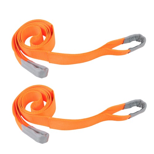 Solid Spare 2 Pack 25000 Pound Capacity 3" x 10 Ft Polyester Lifting Sling Straps - Orange