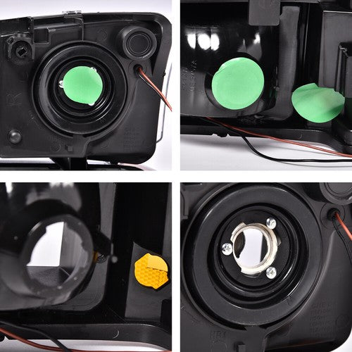 Solid Spare Fit For 2003-2007 Chevy Silverado Avalanche LED DRL Black/Amber Headlights