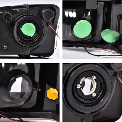 Solid Spare Fit For 2003-2007 Chevy Silverado Avalanche LED DRL Black/Amber Headlights