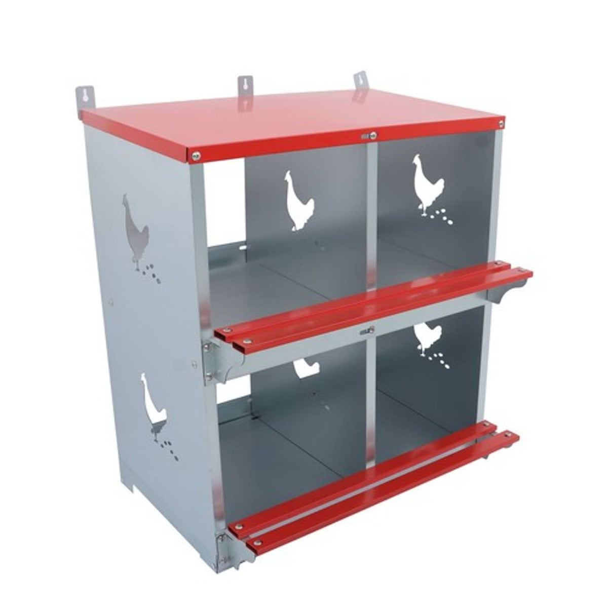 Solid Spare Chicken Nesting Boxes 4 Compartment Metal Poultry Nest Box Wall Mount For Hens