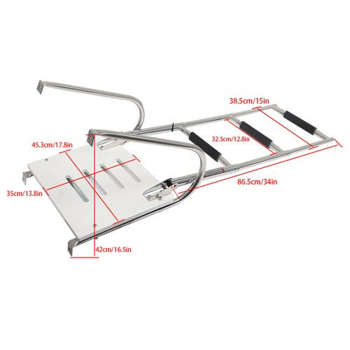 Solid Spare 3-step stainless steel ship ladder with platform Marine with Telescoping US