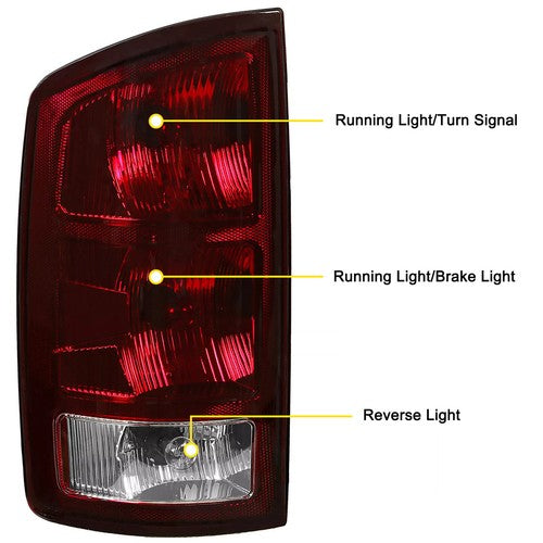 Solid Spare Pair Red Smoked Tail Lights w/Bulbs For 2002-2006 Dodge Ram 1500 03-06 2500 3500