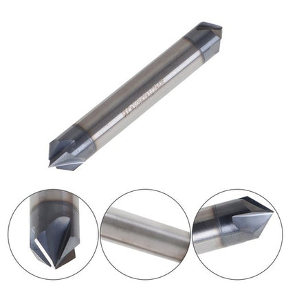 Solid Spare Double End 90 Degree 3/8" 4 Flute Carbide Chamfer Mill - Tialn Coated