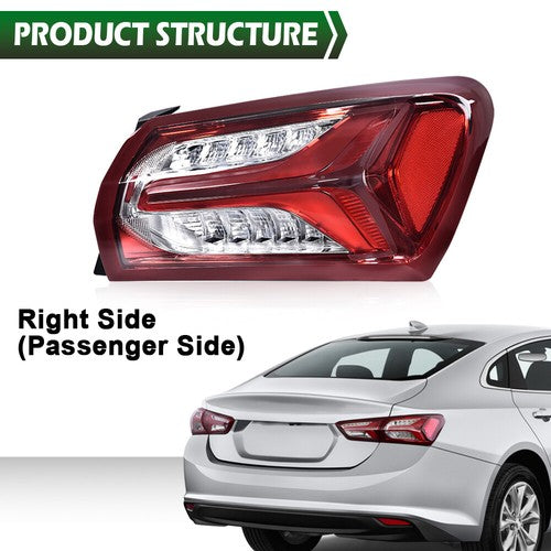 Solid Spare Fit For 2019-2022 Chevy Malibu LED Type Tail Light Lamp Outer Passenger Side