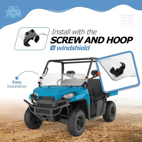 Solid Spare Front Half Windshield Clear For 2017-2025 Polaris Ranger 570 Full Size Crew