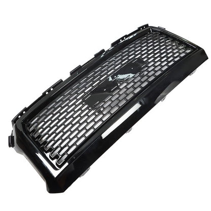Solid Spare Glossy Black Front Hood Mesh Grille Replacement For GMC Sierra 1500 2014 2015