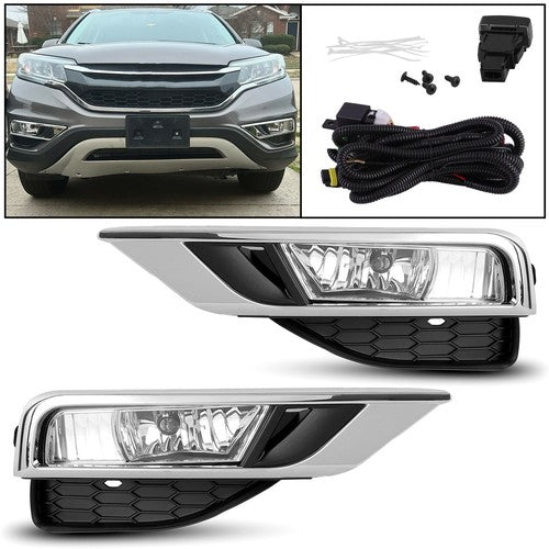 Solid Spare For 2015-2016 Honda CRV CR-V Front Fog Lights Bumper Lamps w/Switch Wiring Set