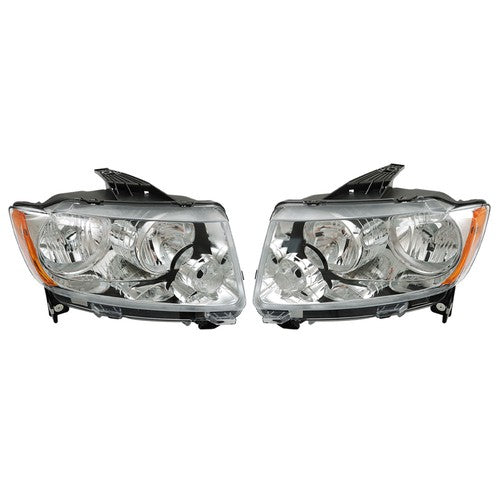 Solid Spare Pair Chrome For Jeep Grand Cherokee 11-13 Compass 11-17 Headlights Halogen Clear