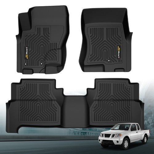Solid Spare Fit For 2008-2021 Nissan Frontier Crew Cab All Weather TPE Floor Mats Liners