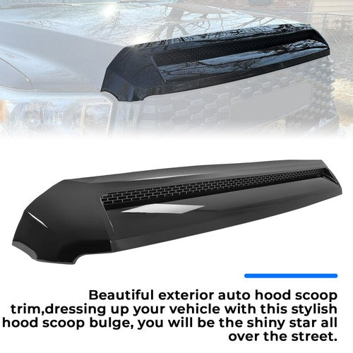 Solid Spare Gloss Black Front Upper Hood Bulge Molding Grille Trim For Toyota Tundra 2014-21