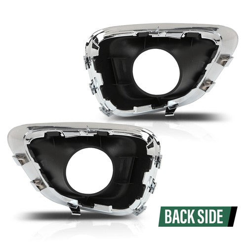 Solid Spare Fit For 2014-2017 Jeep Compass Front Bumper Fog Light Bezel Lamp Trim Left+Right