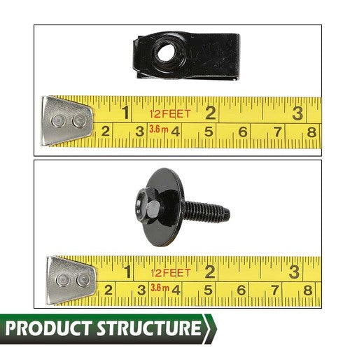 Solid Spare Fit For Ford Truck Body Bolts & U-Nut Clips- M6-1.0 x 25mm- 10mm Hex Black