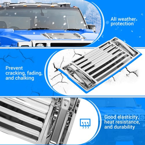 Solid Spare For 2003-2009 Hummer H2 Chrome Hood Deck Vent Panel Grille with handle covers