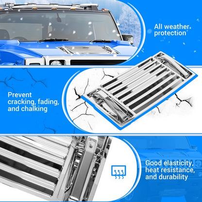 Solid Spare For 2003-2009 Hummer H2 Chrome Hood Deck Vent Panel Grille with handle covers