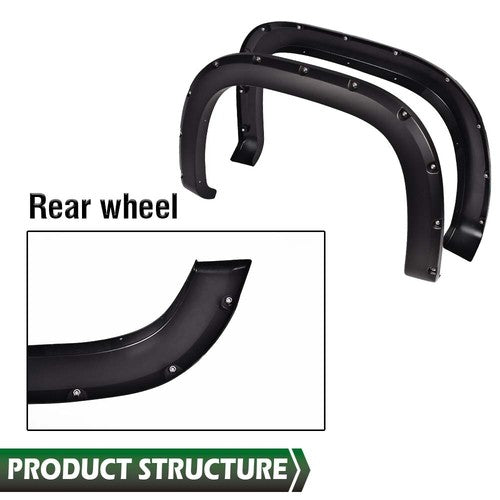 Solid Spare Fit For 07-13 GMC Sierra 1500 Offroad Pocket Rivet Style Wheel Fender Flares 4pc