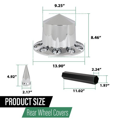 Solid Spare New 4pcs Rear Hub Cover For Semi Truck Wheel Cover 33mm Nut Covers Spiked Silver