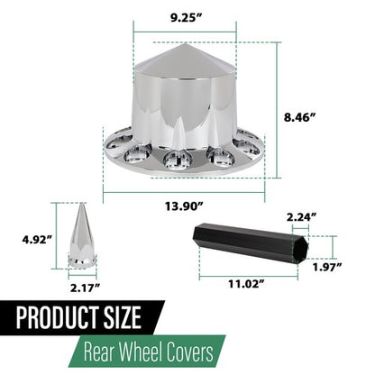 Solid Spare New 4pcs Rear Hub Cover For Semi Truck Wheel Cover 33mm Nut Covers Spiked Silver