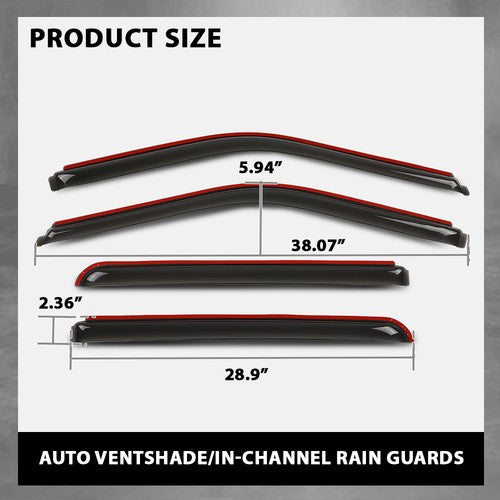 Solid Spare Fit For 15-24 Ford F150 SuperCrew Window Visor In Channel Rain Guards Vent Shade