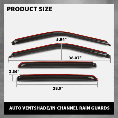Solid Spare Fit For 15-24 Ford F150 SuperCrew Window Visor In Channel Rain Guards Vent Shade