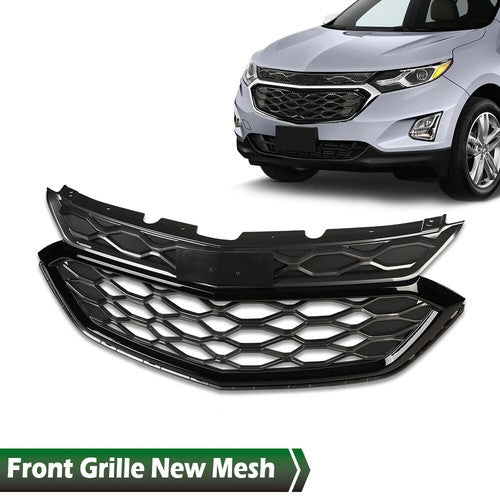 Solid Spare Fit For 2018-2021 Chevrolet Equinox Front Bumper Upper Grille Black Grill