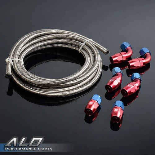Solid Spare 16Ft AN10 -10AN Fitting Stainless Steel Braided Oil Fuel Hose Line Kit