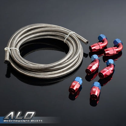 Solid Spare 16Ft AN10 -10AN Fitting Stainless Steel Braided Oil Fuel Hose Line Kit