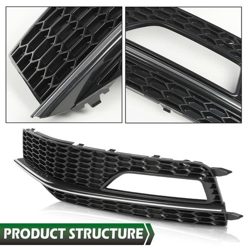 Solid Spare Bumper Fog Light Lamp Bezel Trim Fit For 13-16 Audi A4 Quattro B9 S4 S-Line