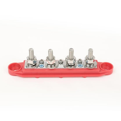 Solid Spare 250A 12V 4 Post Busbar Bus Bar Power Distribution Block With Cover 5/16" Red