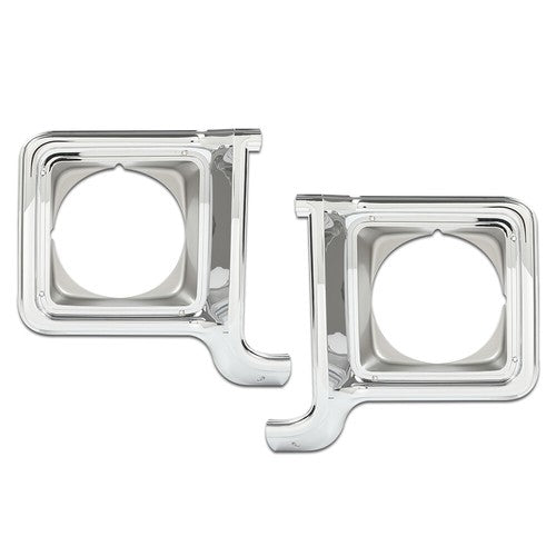Solid Spare Fit For 1973-1978 Chevy GMC C/K Pickup Truck Silver Headlight Trim Bezel Pair