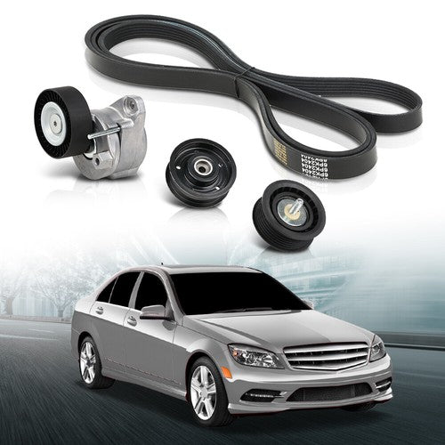 Solid Spare Engine Drive Belt Tensioner & Idler Pulley Serpentine Belt Kit For Mercedes-Benz