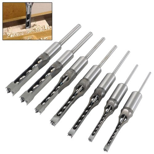 Solid Spare 7 Pcs Woodworking Square Hole Mortise Drill Bit High Speed Steel Chisel Bit