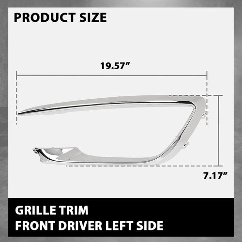 Solid Spare Front Driver Left Side Fog Light Outer Trim Silver Fit For 2017-2020 Lincoln MKZ