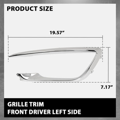 Solid Spare Front Driver Left Side Fog Light Outer Trim Silver Fit For 2017-2020 Lincoln MKZ