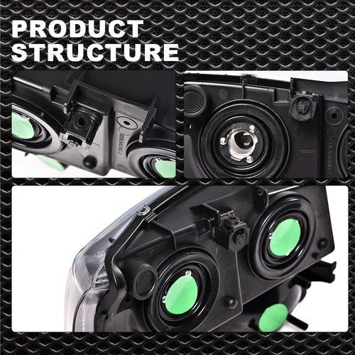 Solid Spare Black Headlights+Clear Reflector Signal Bumper Lamps Fit For 2003-2006 Silverado