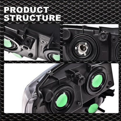 Solid Spare Black Headlights+Clear Reflector Signal Bumper Lamps Fit For 2003-2006 Silverado