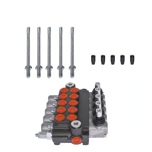Solid Spare 5 Spool 3625PSI Hydraulic Monoblock Double Acting Control Valve 11 GPM SAE Ports