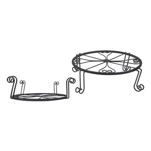 Solid Spare 2 Pack 10" 12" Rustproof Black Metal Plant Stands Flower Planter Pot Stand Round
