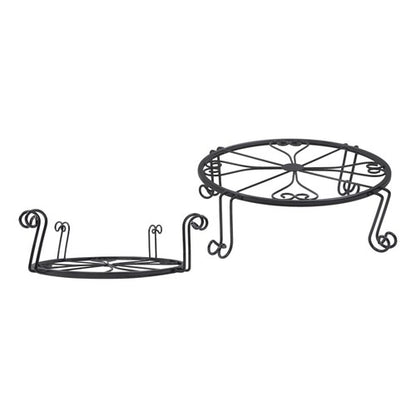 Solid Spare 2 Pack 10" 12" Rustproof Black Metal Plant Stands Flower Planter Pot Stand Round