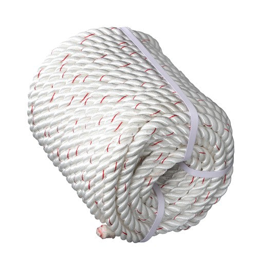 Solid Spare 3/4IN x120FT High Strength Braided Rope Breaking Strength 2038 Pounds White Red