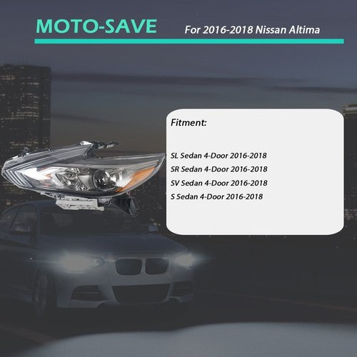 Solid Spare For Nissan Altima 2016-2018 Headlights W/O LED DRL Black Driver Left Side LH