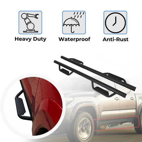 Solid Spare Running Boards For Toyota Tacoma 2005-2023 Black Double Cab Side Steps Nerf Bar