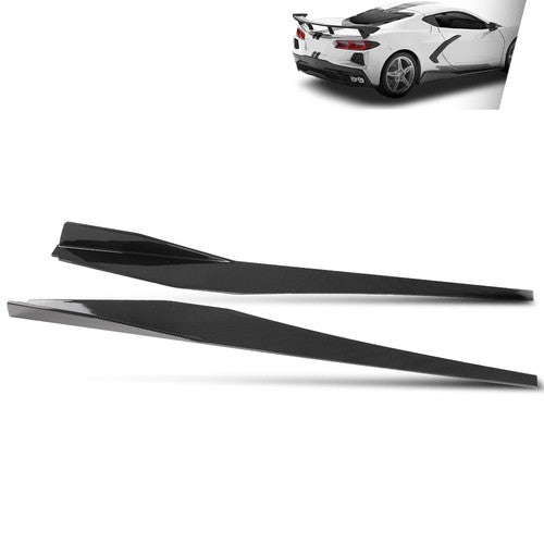 Solid Spare Fit For 2020 2021 2022 2023 Corvette C8 5VM Side Skirts Extension Lip Panel NEW
