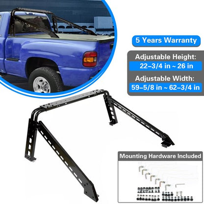 Solid Spare Roll Bar For Full Size Truck Silverado Ram F150 Adjustable Sports Bar Cargo Rack