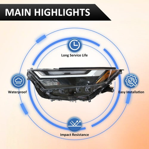 Fit 2022 2023 Toyota RAV4 XLE Halogen Headlight W/ LED DRL Left Driver Side